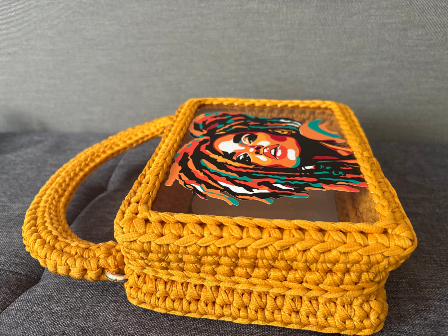 Custom Yellow Mustard Clutch Handbag, Crochet Handbag, Mustard clutch