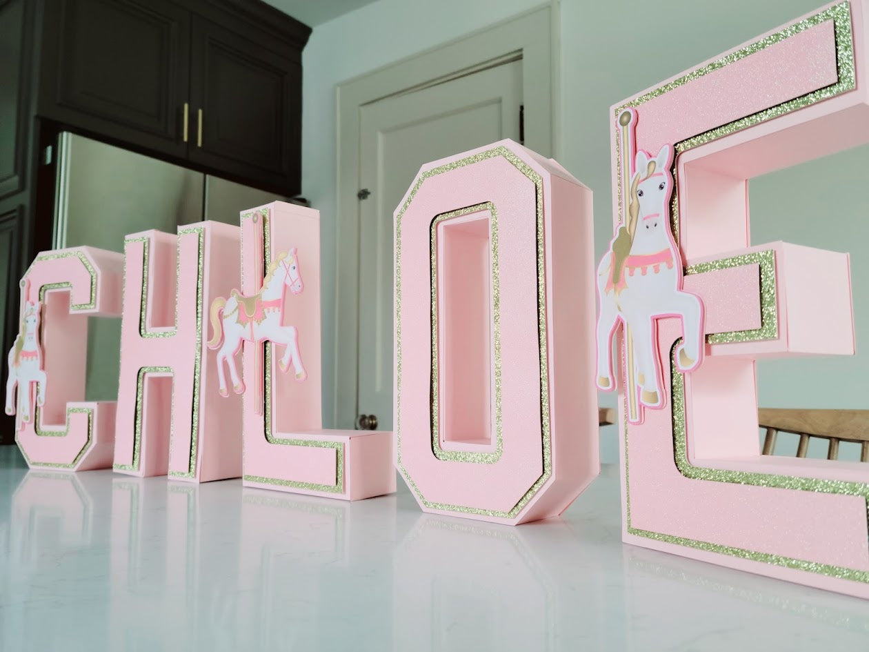 3D Carousel Customized Letter, 3D Customized Letter , Cardstock Letter