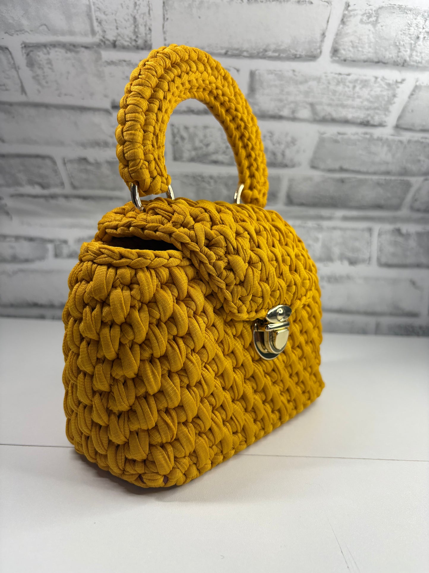 Yellow Clutch Handbag, Crochet Handbag, Yellow Msutard clutch