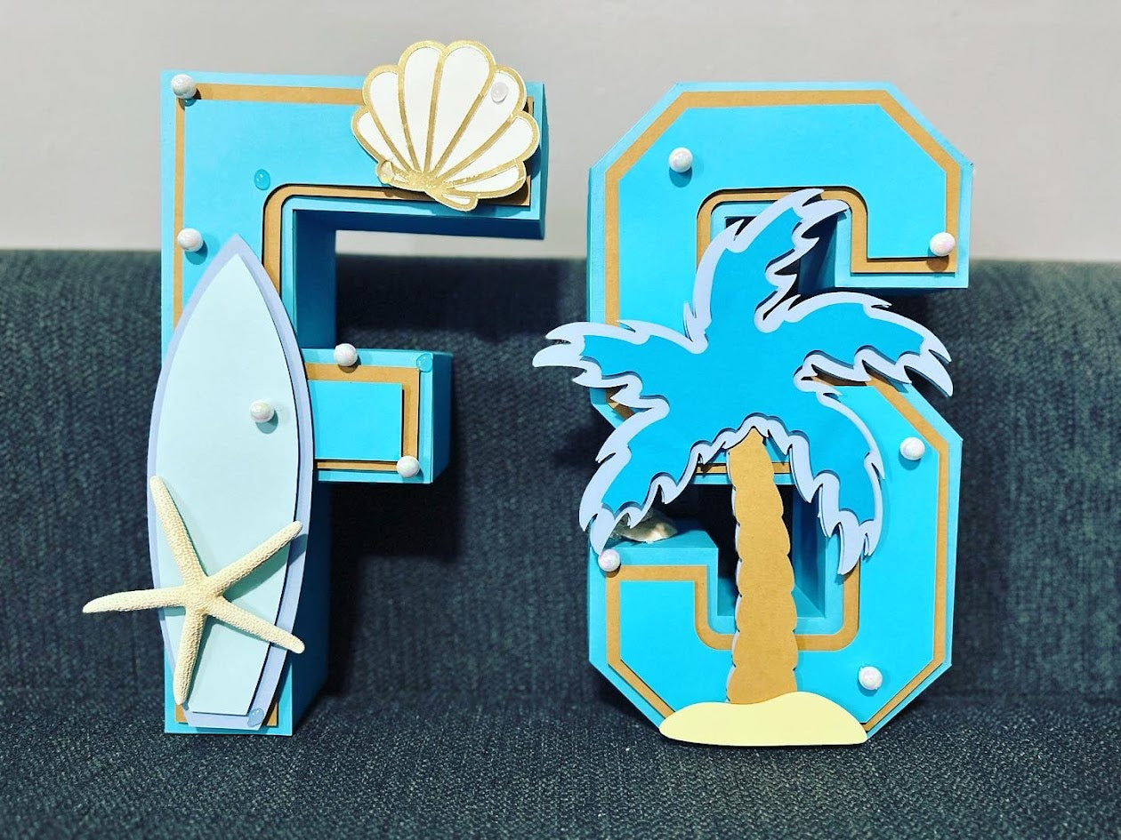 3D Beach Customized Letter, 3D Customized Letter , Cardstock Letter