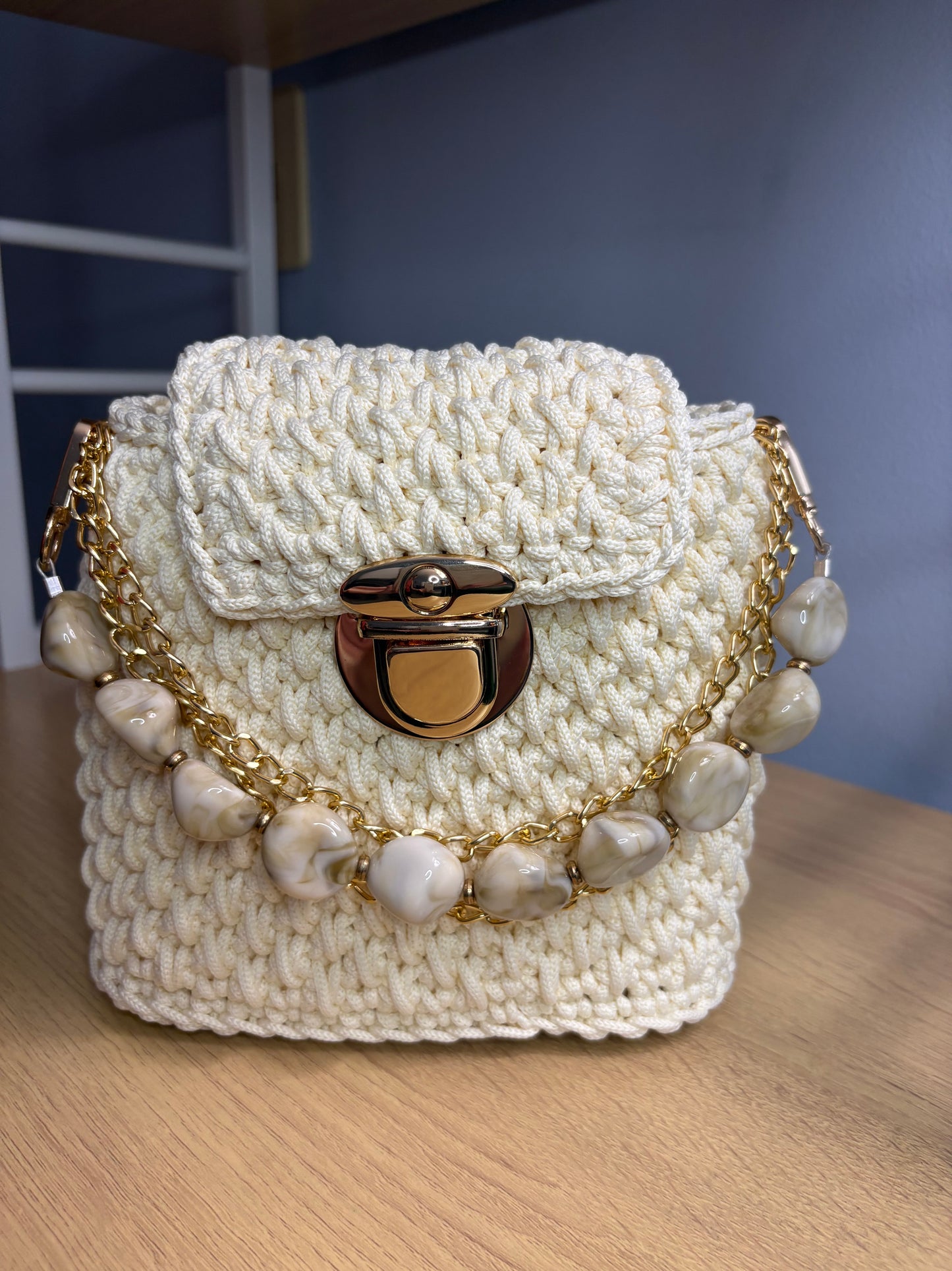 Off White Clutch Handbag, Crochet Handbag, clutch