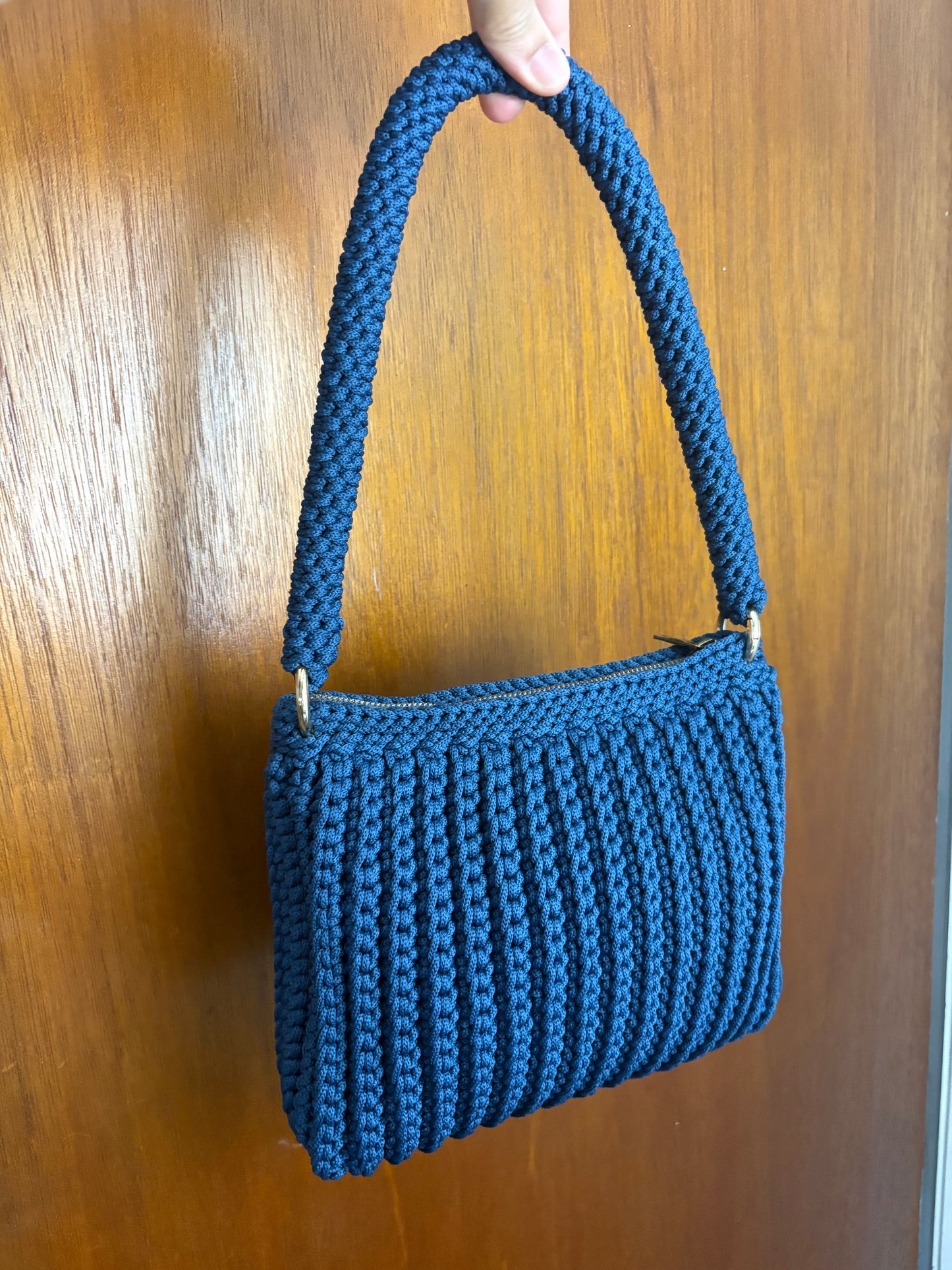 Denim Blue Handbag, Crochet Handbag, Blue Bag