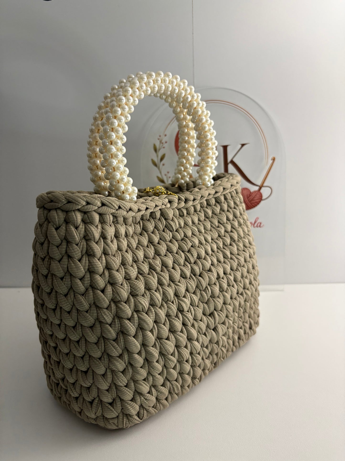 Sand Handbag, Crochet Handbag, Beige Purse