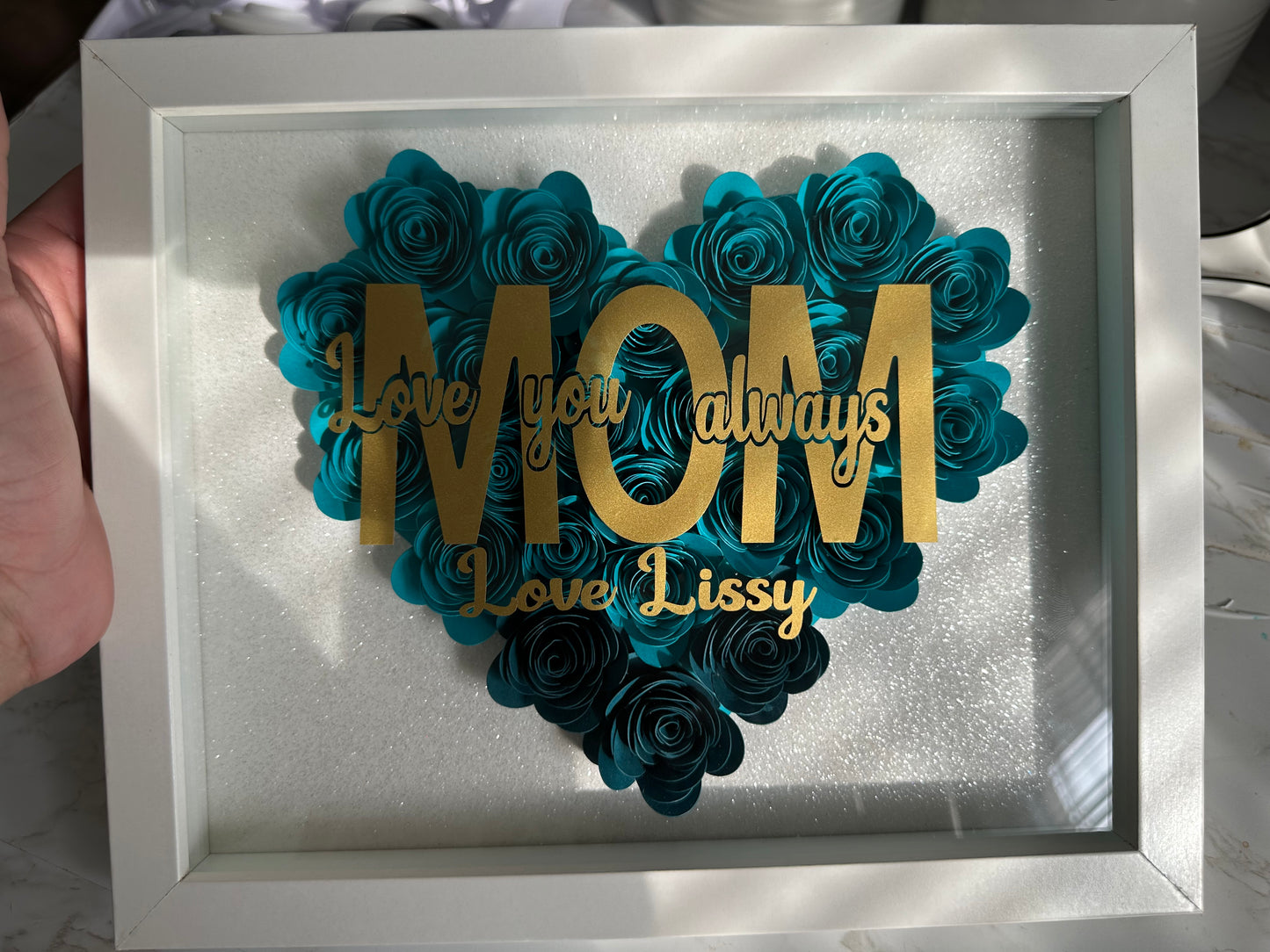 Mom Customized Flower shadow boxes , Mom shadow boxes