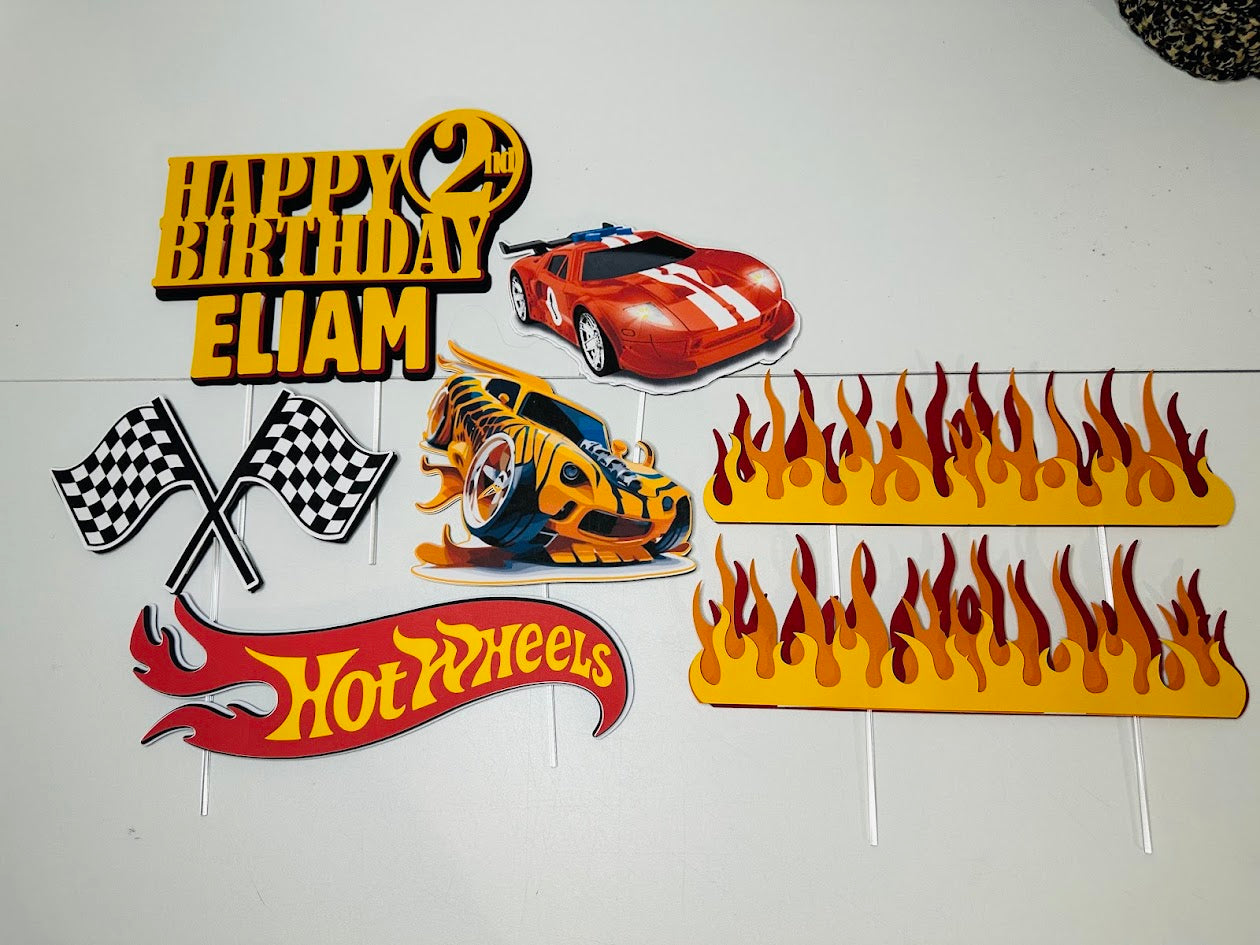 Hot Wheel Cake Topper, Racing cake decor, Car Cake Topper