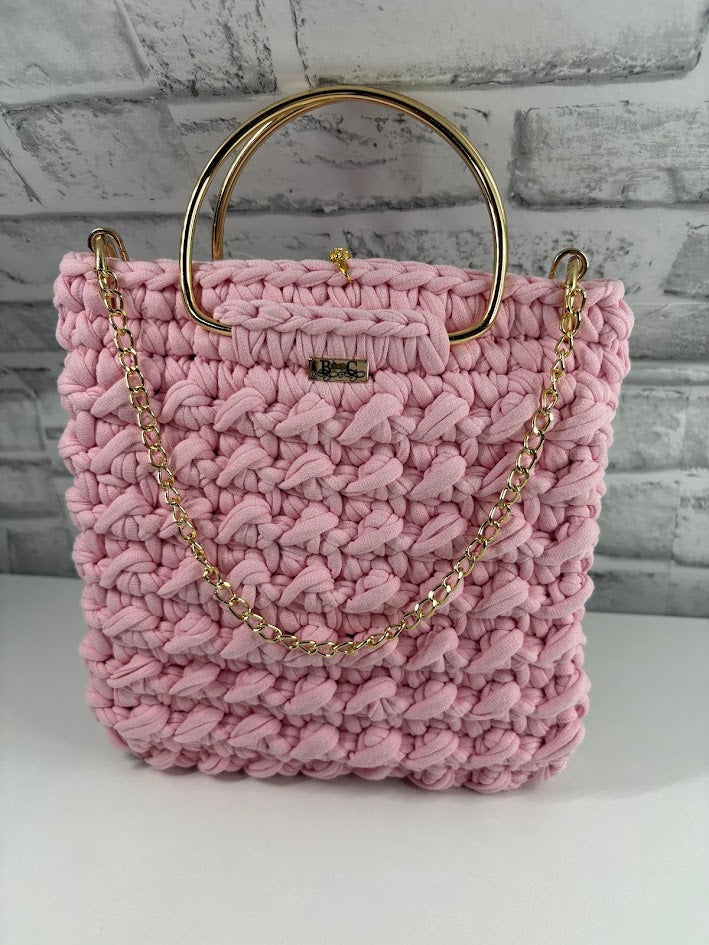 Pink Clutch Handbag, Crochet Handbag, Pink clutch