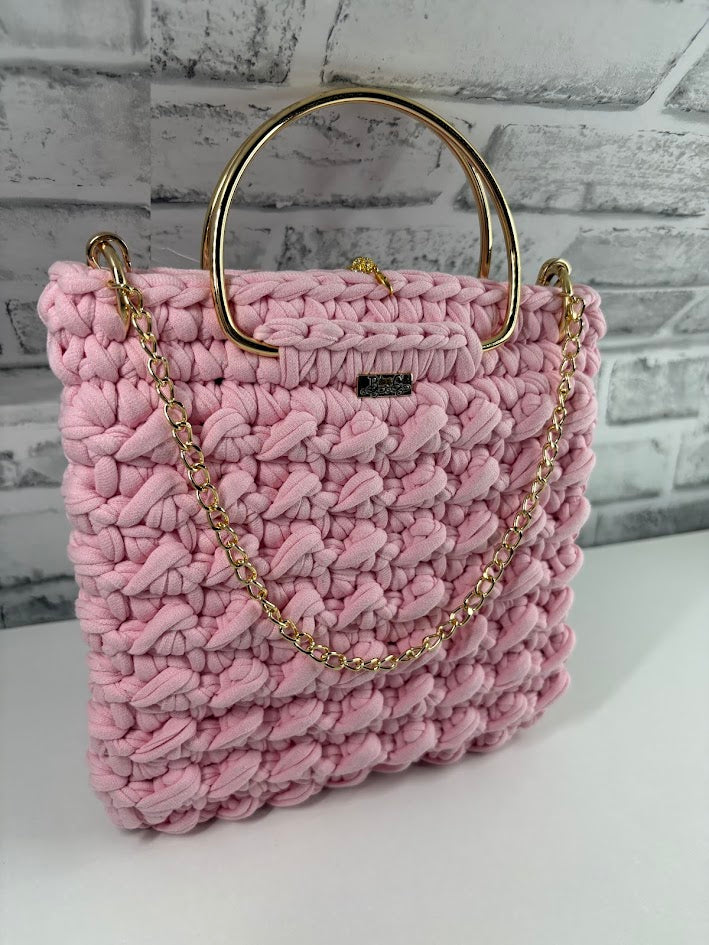 Pink Clutch Handbag, Crochet Handbag, Pink clutch