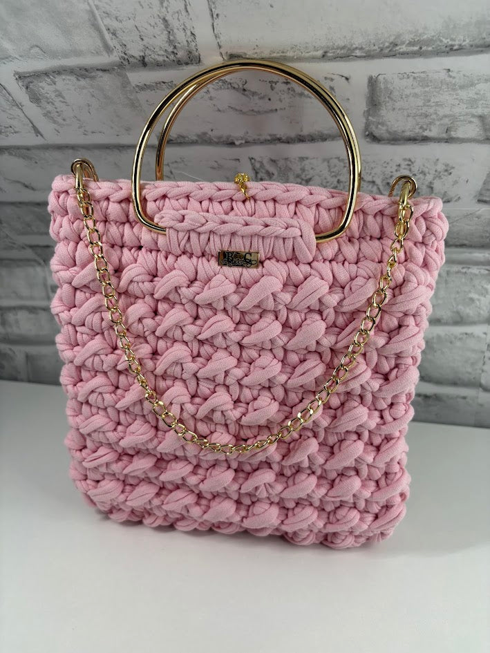 Pink Clutch Handbag, Crochet Handbag, Pink clutch