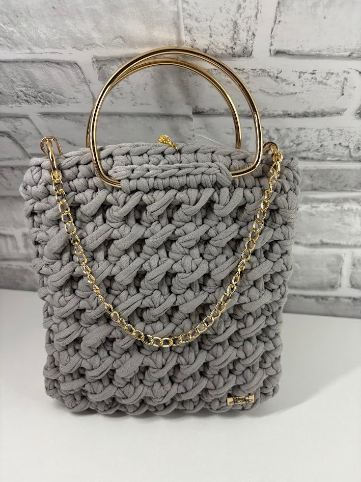 Grey Clutch Handbag, Crochet Handbag, Grey clutch