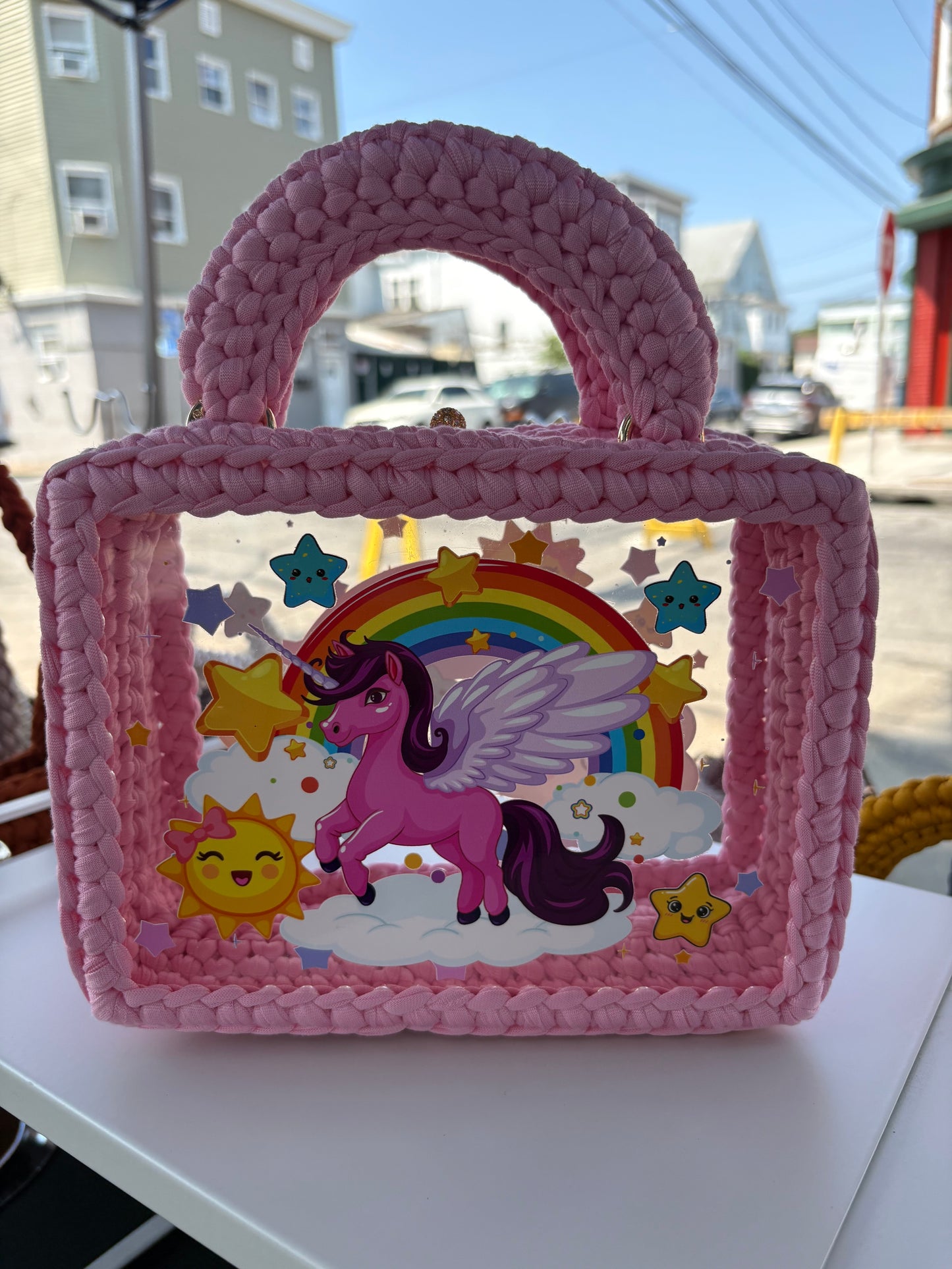 Custom Pink Unicorn Handbag, Kids Crochet Handbag, Unicorn Bag