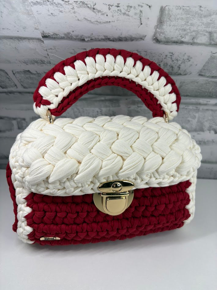 Red Clutch Bag, Red Purse, Red and white Handbag