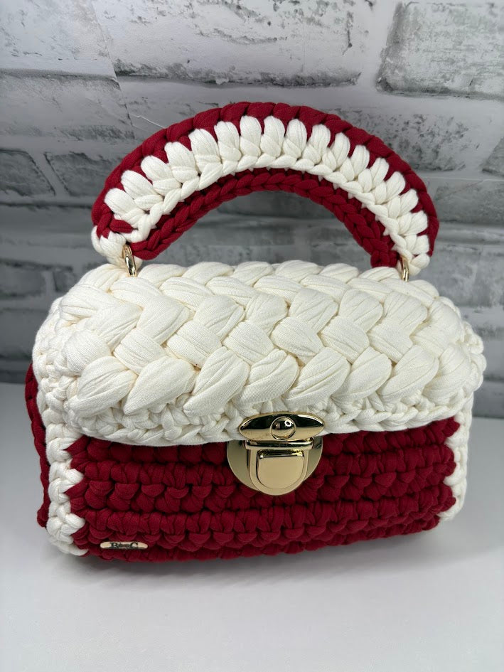 Red Clutch Bag, Red Purse, Red and white Handbag