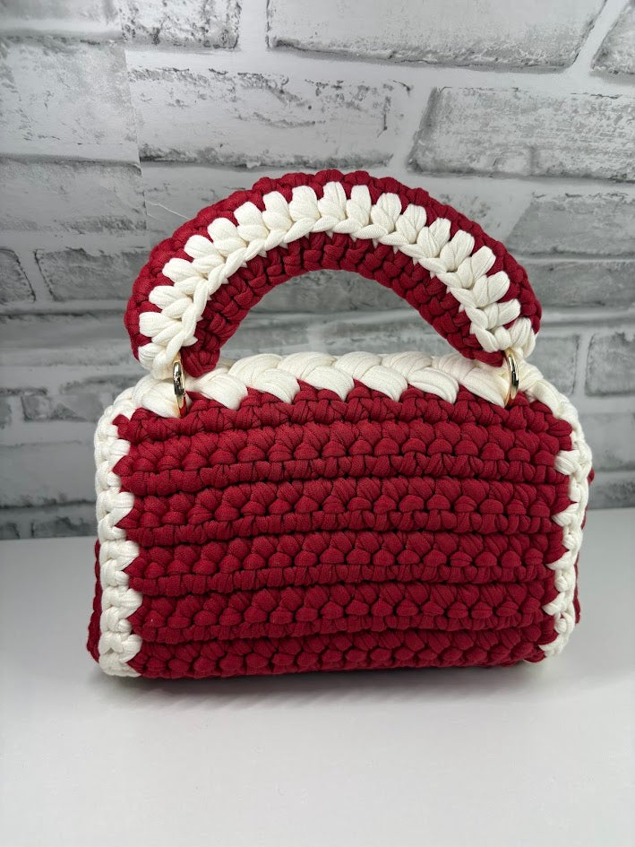 Red Clutch Bag, Red Purse, Red and white Handbag
