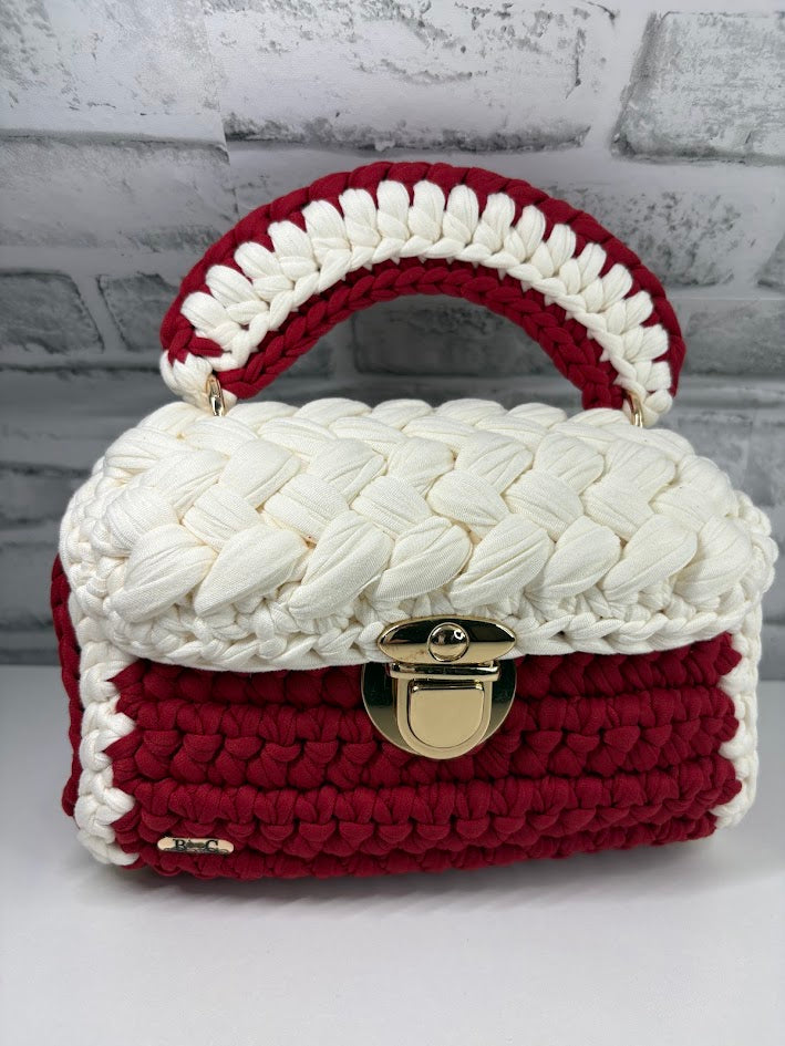 Red Clutch Bag, Red Purse, Red and white Handbag
