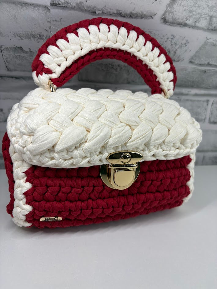Red Clutch Bag, Red Purse, Red and white Handbag