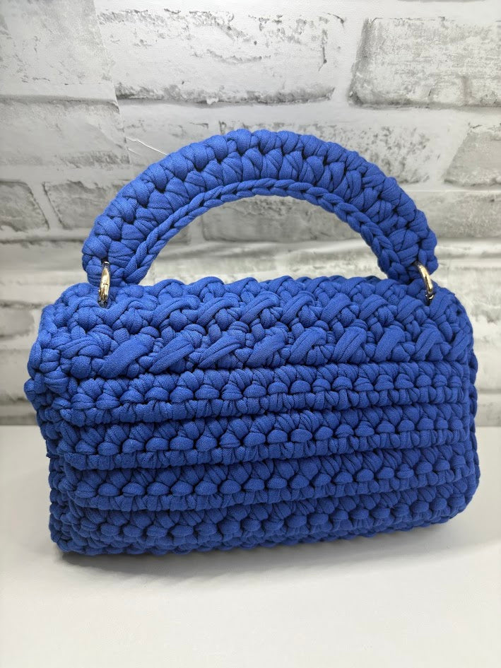 Navy Blue Handbag, Crochet Handbag, Blue Purse