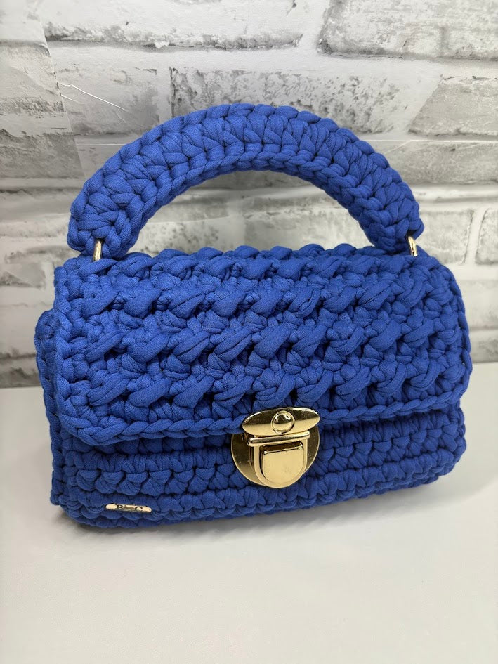 Navy Blue Handbag, Crochet Handbag, Blue Purse