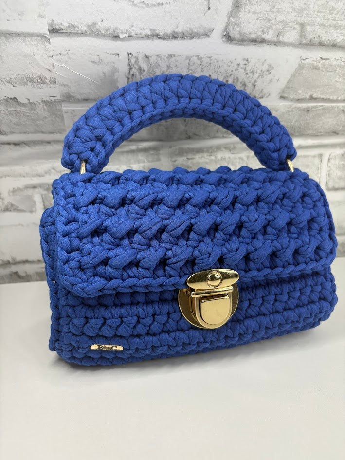 Navy Blue Handbag, Crochet Handbag, Blue Purse