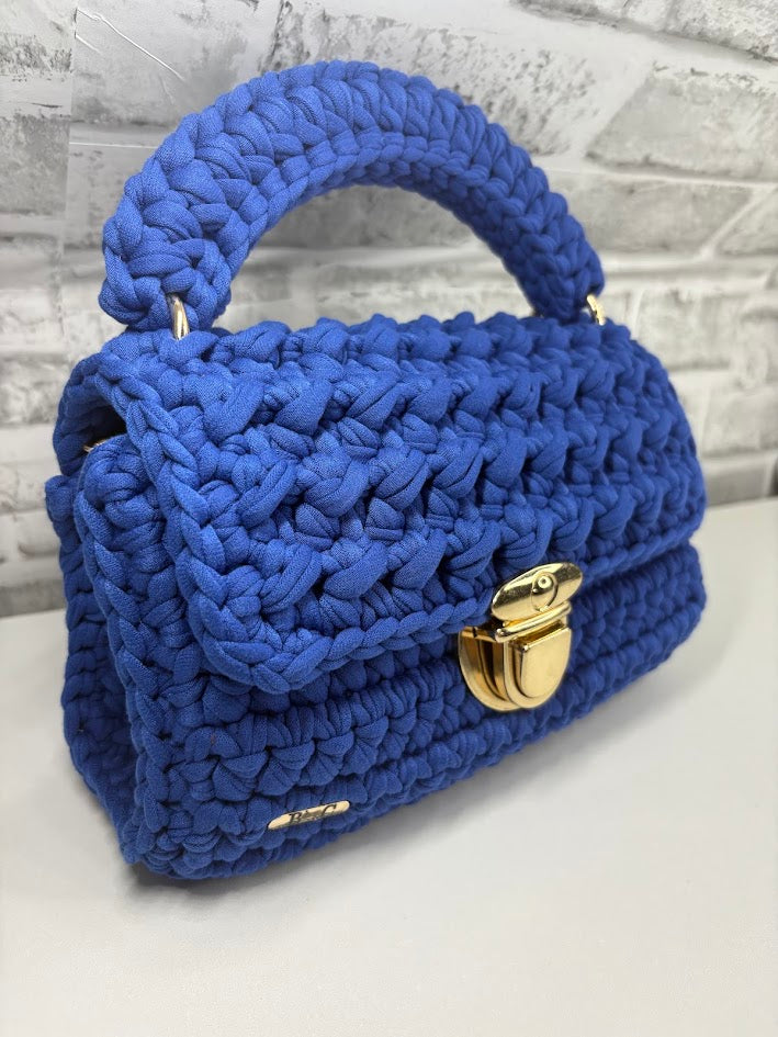 Navy Blue Handbag, Crochet Handbag, Blue Purse