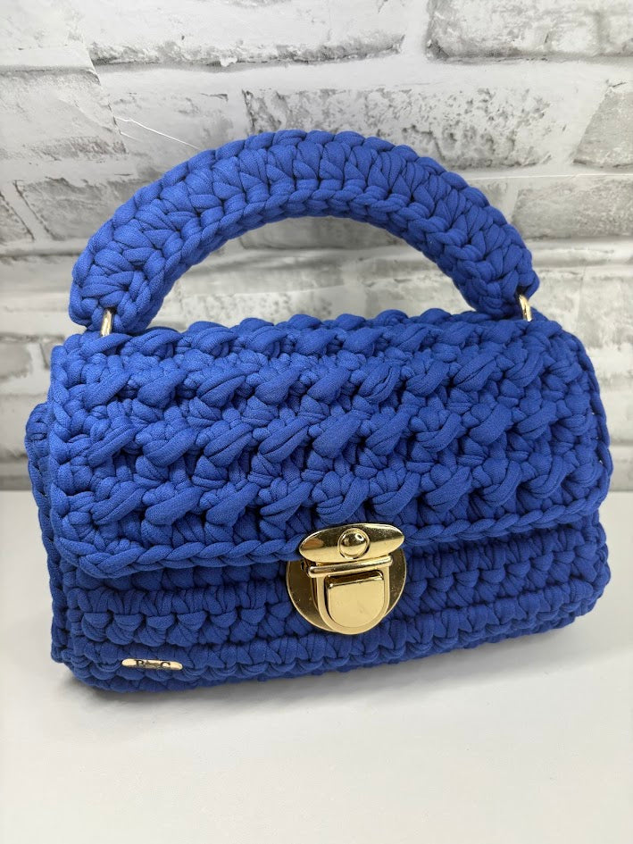 Navy Blue Handbag, Crochet Handbag, Blue Purse