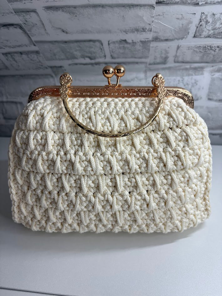 White Clutch, Crochet White Purse, White Handbag
