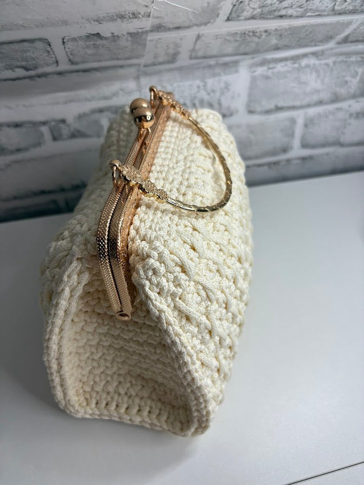 White Clutch, Crochet White Purse, White Handbag