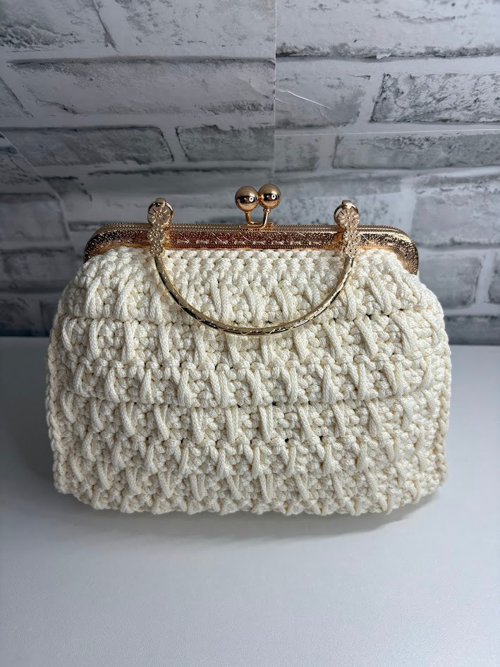 White Clutch, Crochet White Purse, White Handbag