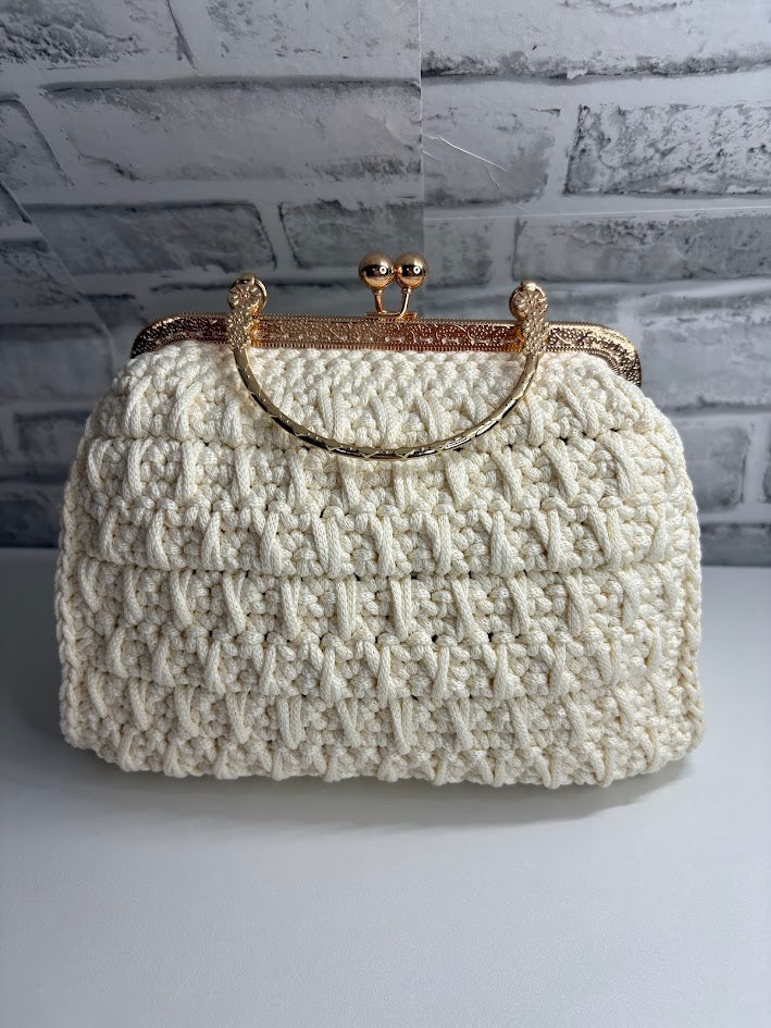 White Clutch, Crochet White Purse, White Handbag