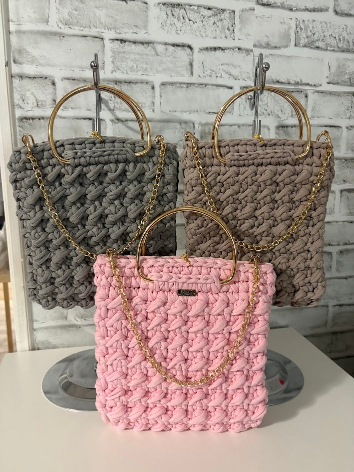 Pink Clutch Handbag, Crochet Handbag, Pink clutch