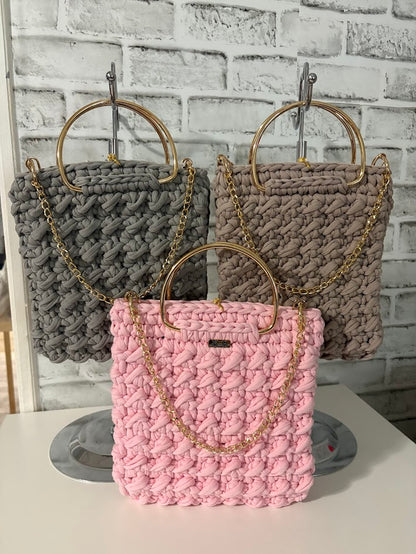 Pink Clutch Handbag, Crochet Handbag, Pink clutch