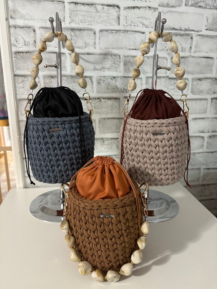 Brown Handbag, Crochet Handbag, Brown clutch