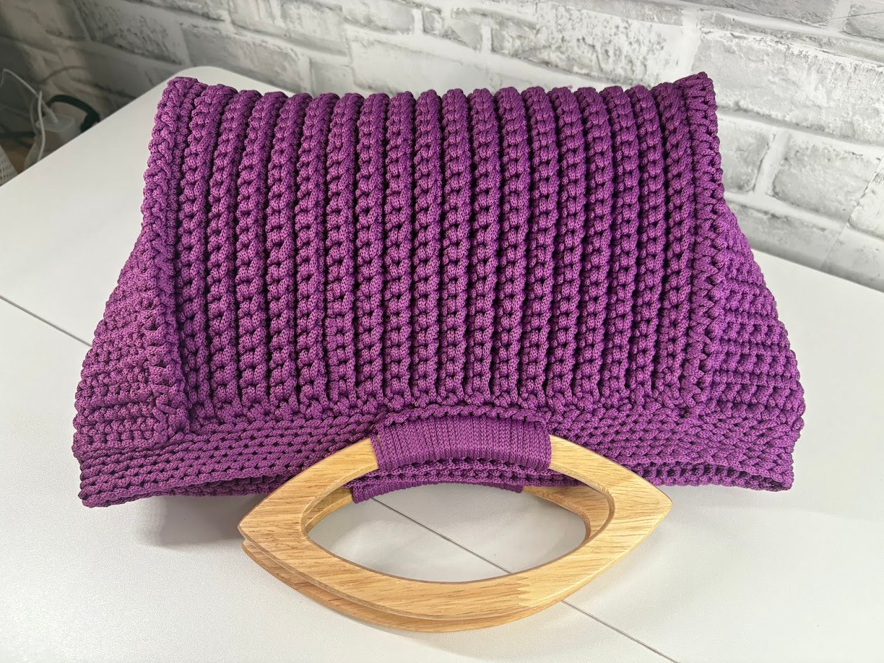 Purple Tote Handbag, Crochet Handbag, Purple Tote