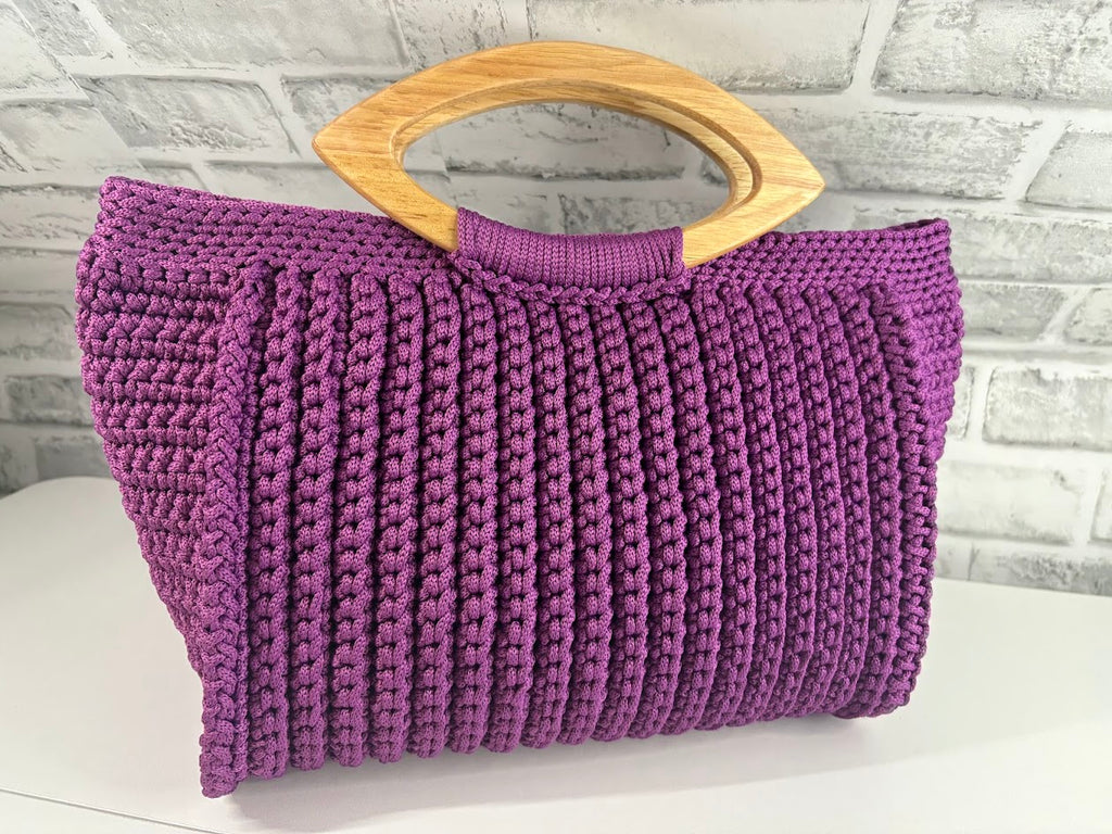 Purple Tote Handbag, Crochet Handbag, Purple Tote
