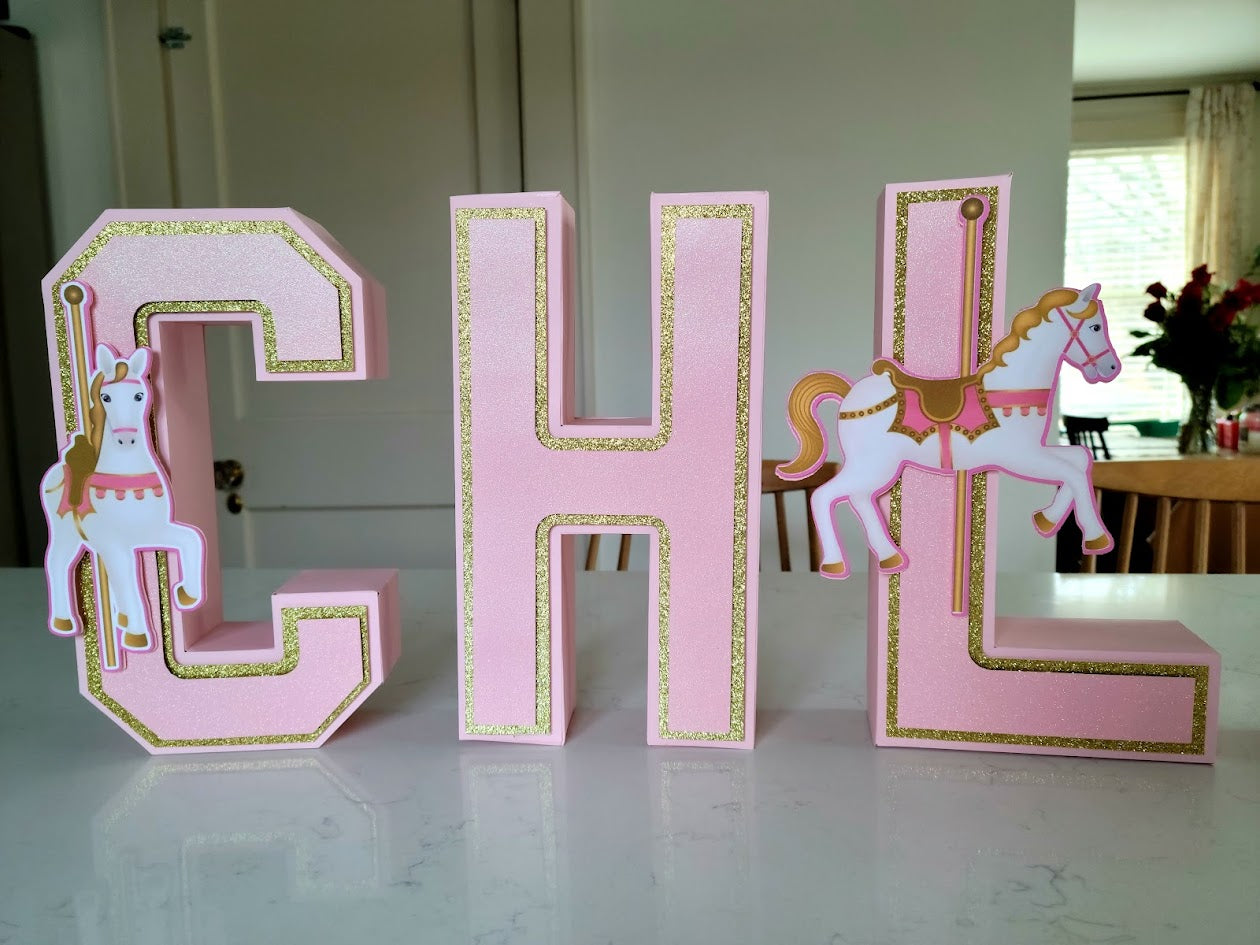 3D Carousel Customized Letter, 3D Customized Letter , Cardstock Letter