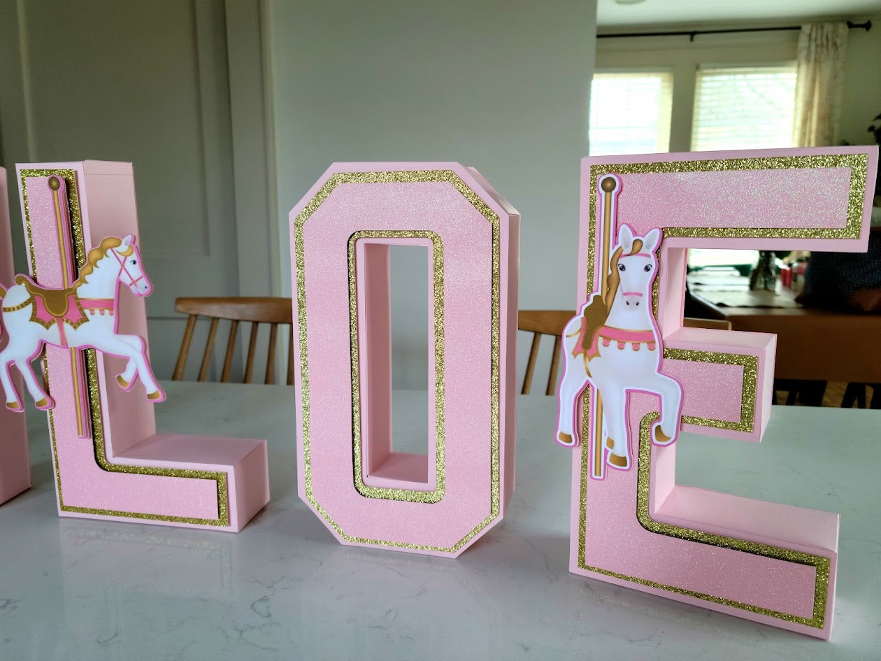 3D Carousel Customized Letter, 3D Customized Letter , Cardstock Letter