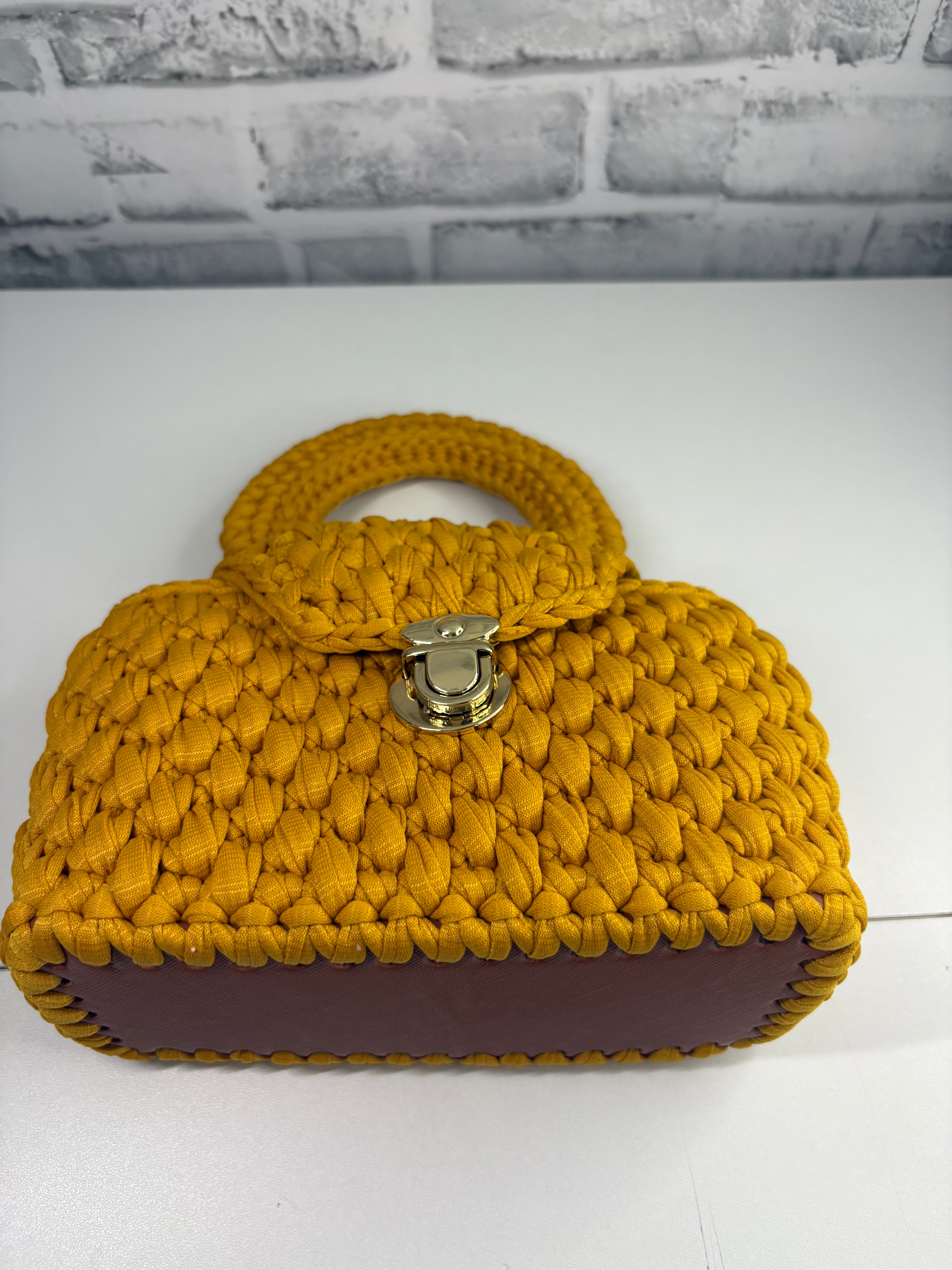 Yellow Clutch Handbag, Crochet Handbag, Yellow Msutard clutch