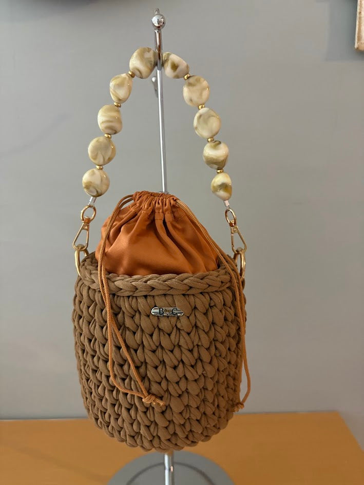 Brown Handbag, Crochet Handbag, Brown clutch