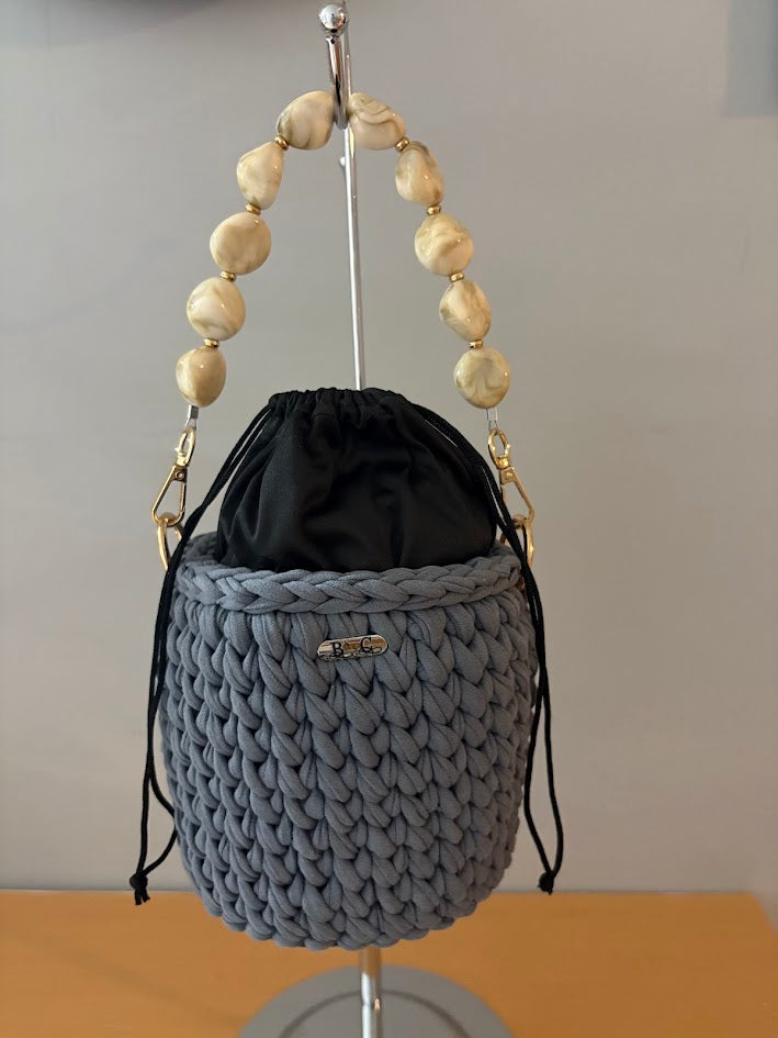 Denim Blue  Handbag, Crochet Handbag, Blue clutch