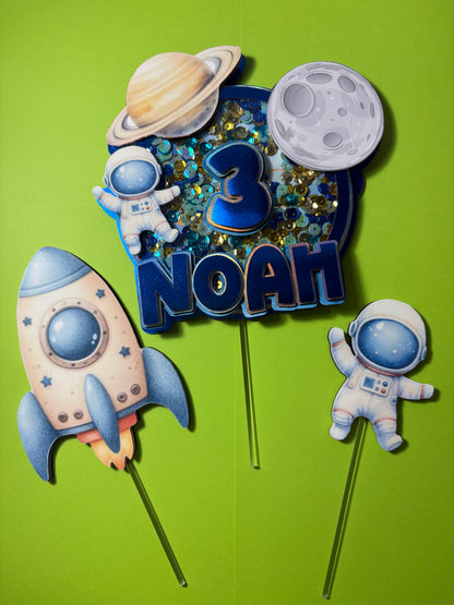 Spaceship Cake Topper, Rocketship cake topper, Unicorn cake decor