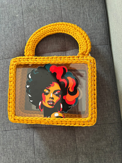 Custom Yellow Mustard Clutch Handbag, Crochet Handbag, Mustard clutch