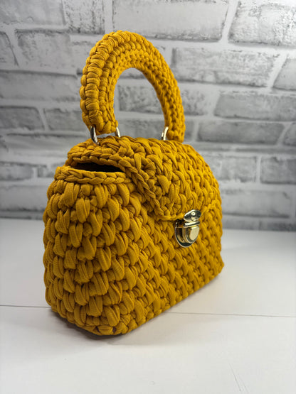 Yellow Clutch Handbag, Crochet Handbag, Yellow Msutard clutch