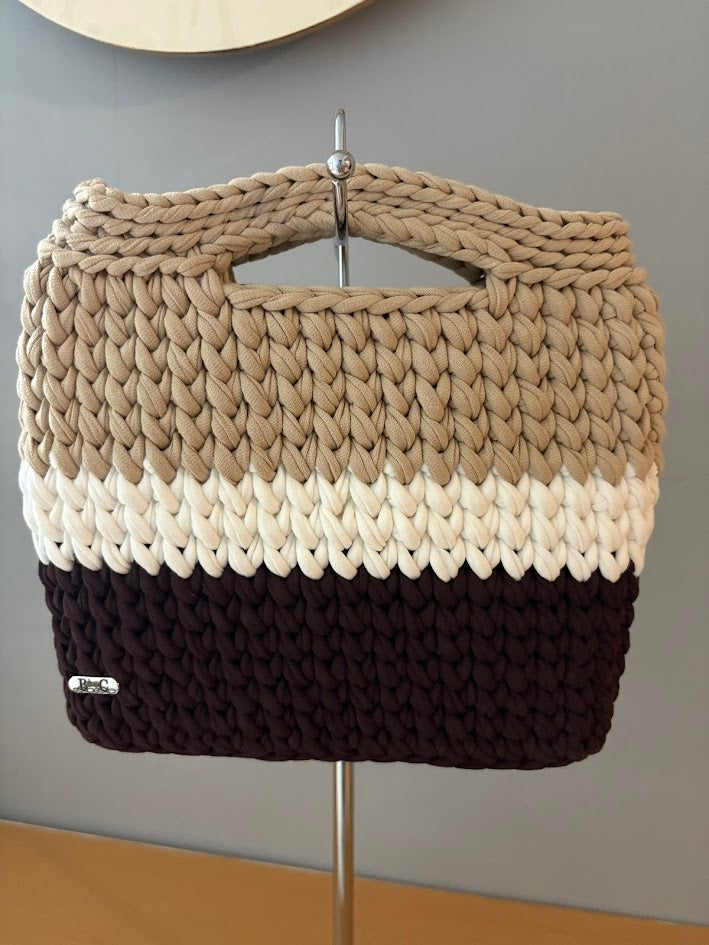 Brown Handbag, Crochet Handbag, Brown clutch bag
