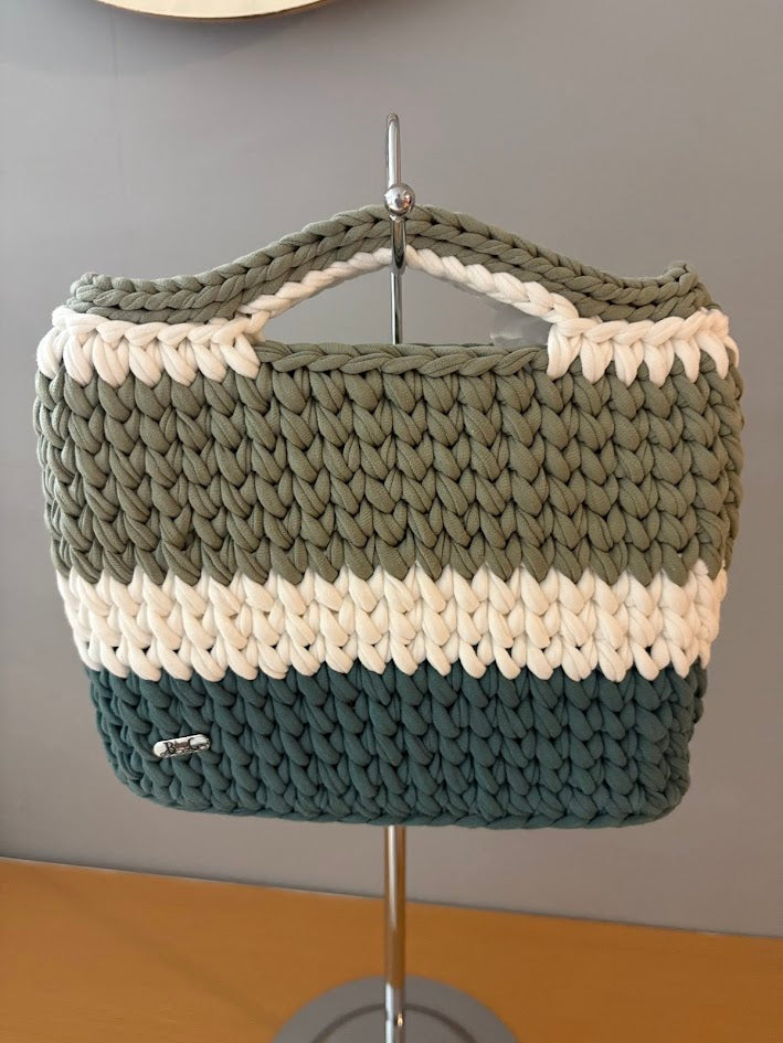 Green Handbag, Crochet Handbag, Green clutch bag