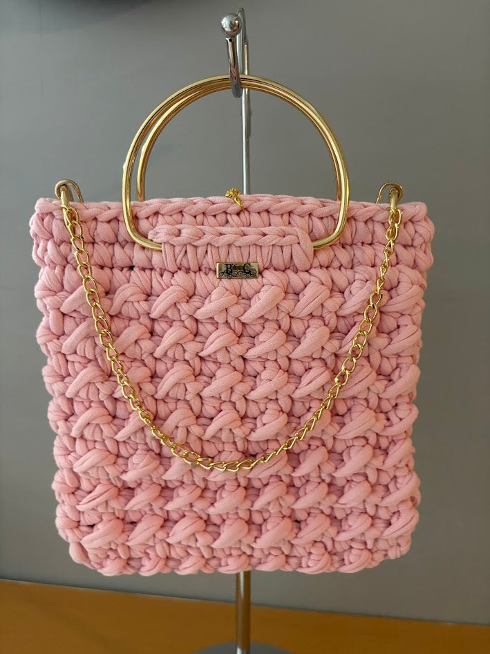 Pink Clutch Handbag, Crochet Handbag, Pink clutch