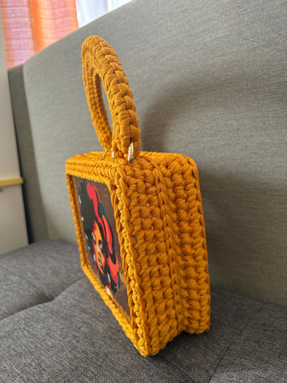 Custom Yellow Mustard Clutch Handbag, Crochet Handbag, Mustard clutch