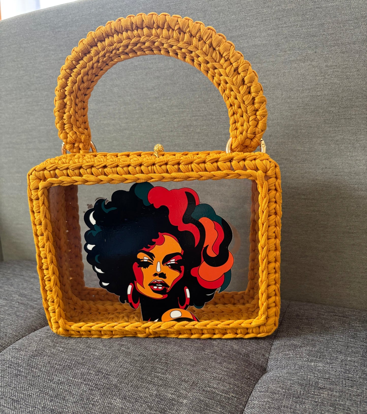 Custom Yellow Mustard Clutch Handbag, Crochet Handbag, Mustard clutch