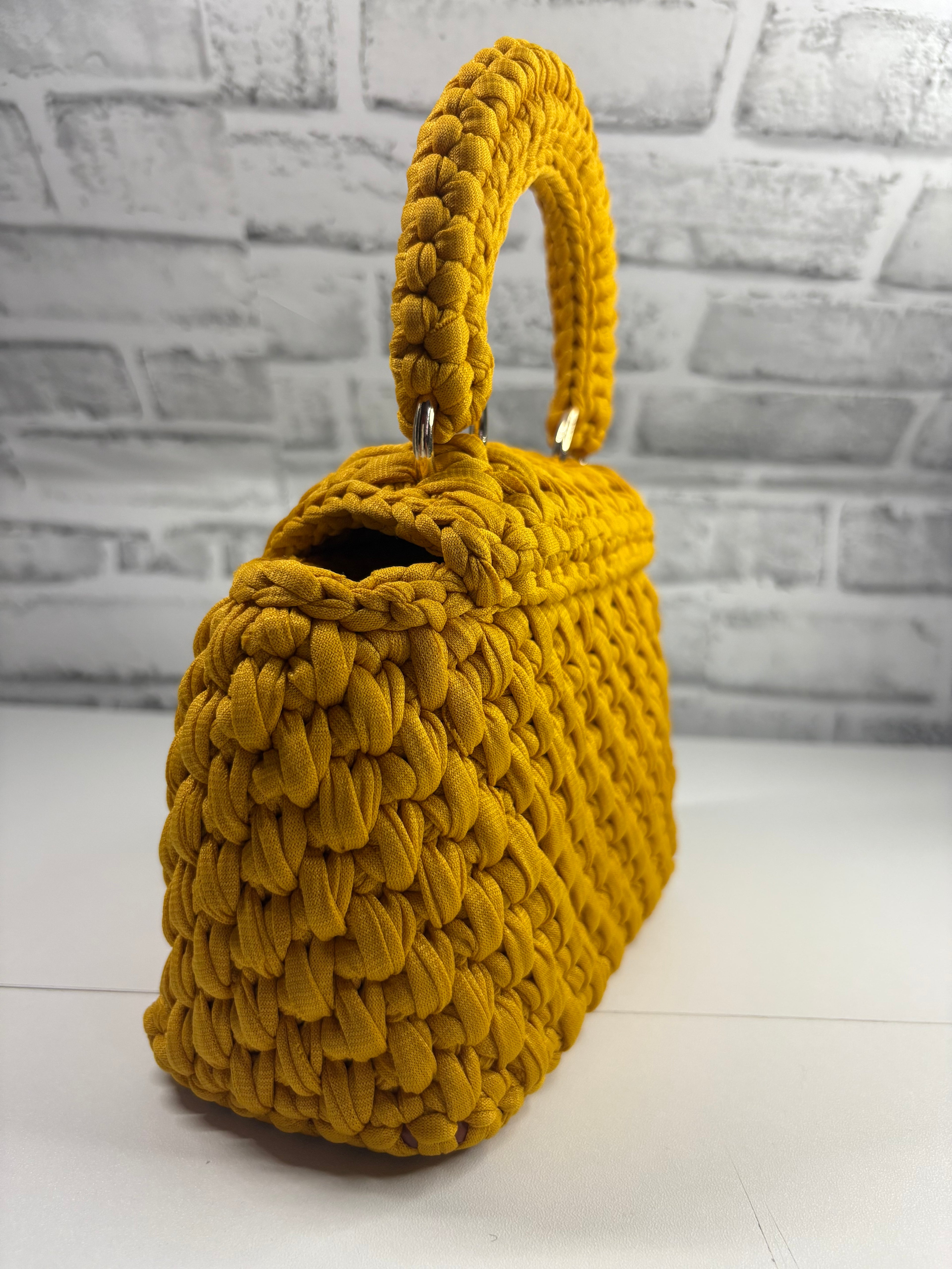 Yellow Clutch Handbag, Crochet Handbag, Yellow Msutard clutch