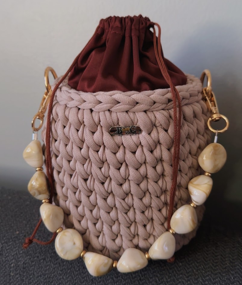 Beige Handbag, Crochet Handbag, Beige clutch