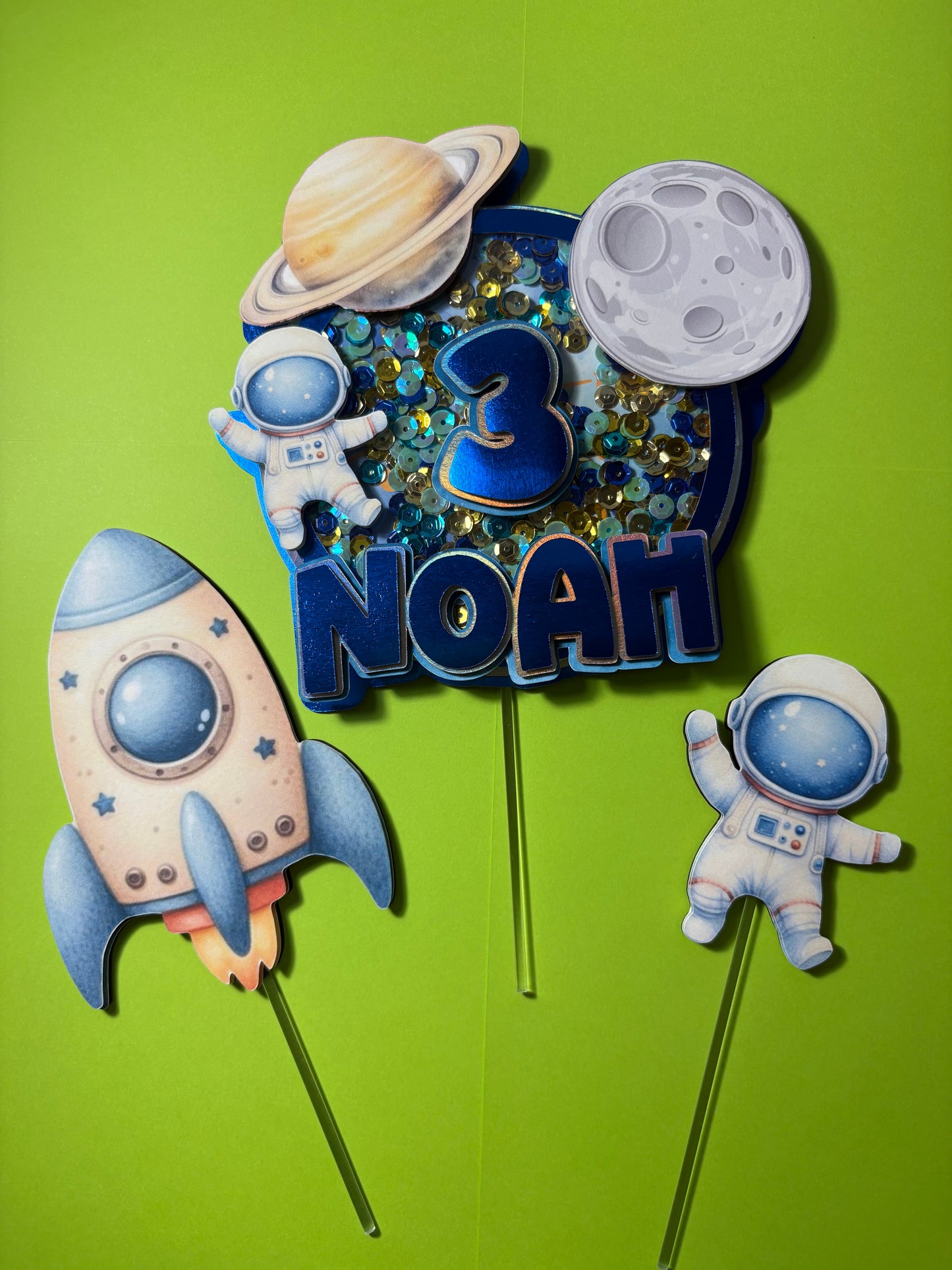 Spaceship Cake Topper, Rocketship cake topper, Unicorn cake decor