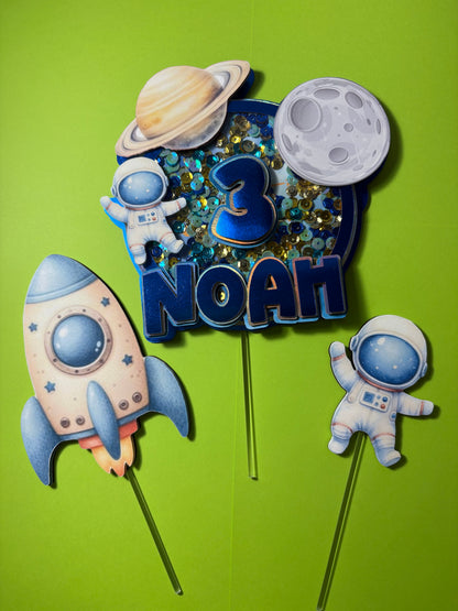 Spaceship Cake Topper, Rocketship cake topper, Unicorn cake decor